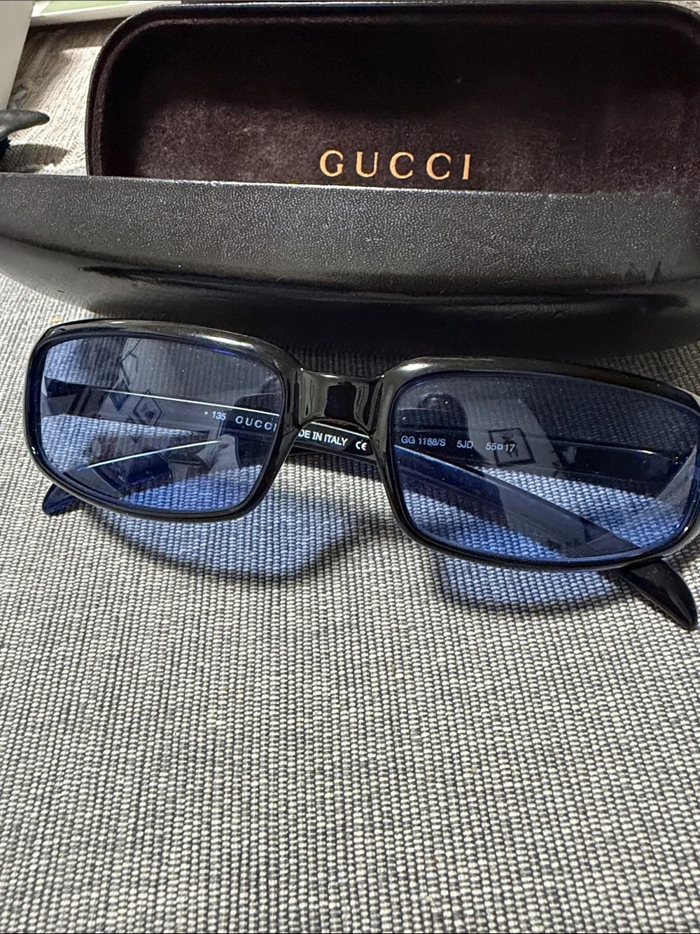 AUTHENTIC Gucci Blue Tinted Rectangular Sunglasses